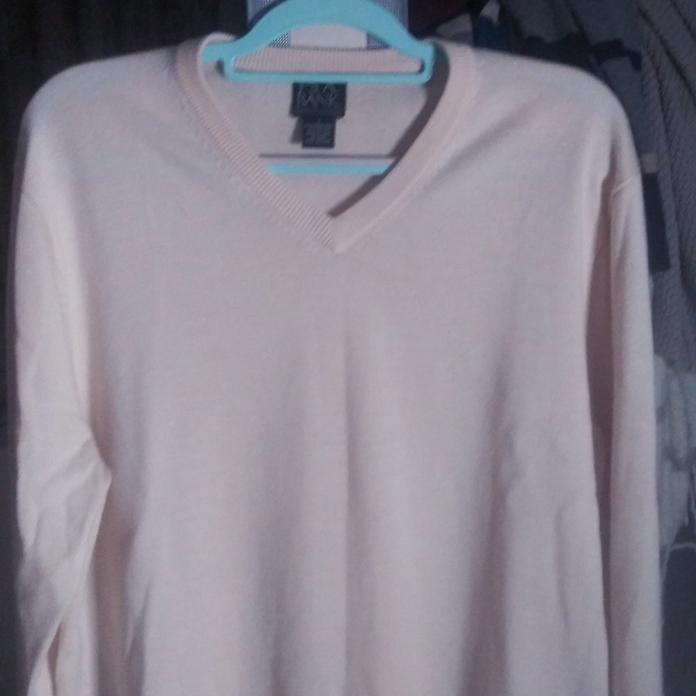 Joseph A Banks mens Merino wool pullover sweater V neck sz Lg